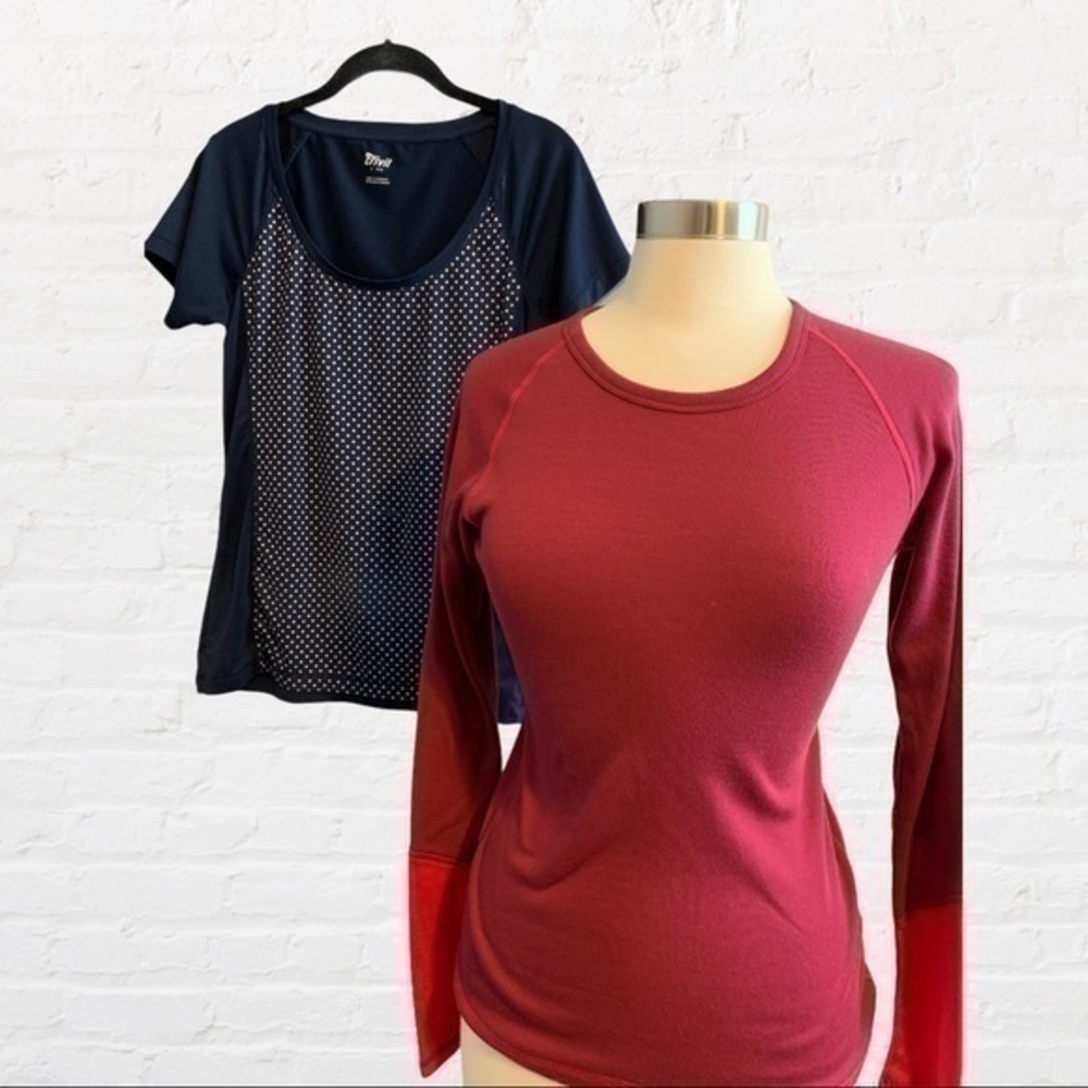 Crivit Tops Lot Of 2 Blue Red Polka Dot Small